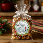 雪のカスタム中の鳥の松の針赤い果実 ラウンドシール