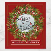 雪のカスタム中の鳥の松の針赤い果実 ワインラベル (シングルラベル)