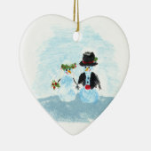 雪のカップルのオーナメント セラミックオーナメント (右)