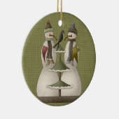 雪のカップルのセラミッククリスマスオーナメント セラミックオーナメント (右)