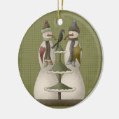 雪のカップルのセラミッククリスマスオーナメント セラミックオーナメント (左)