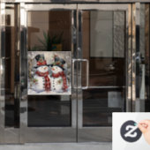 雪のカップルの窓が貼り付く ウィンドウサイン (オフィスドア)