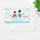 雪のカップルは高く、から、休日の贈り物ラベル (デスク)