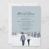 雪のカップル フォト リハーサル ダスティーブルー 招待状 (正面)