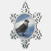 雪のカナダカケス スノーフレークピューターオーナメント (右)