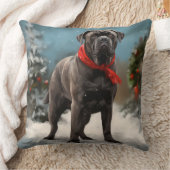 雪のカネコルソ犬 クリスマス クッション (ブランケット)