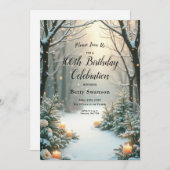 雪のカンデルライトの霜の降りた常緑樹 招待状 (正面/裏面)