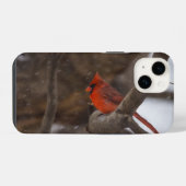 雪のカーディナルiPhoneケース iPhoneケース (裏面横)
