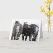 雪のカードに野生のムスタングス カード (黄色い花)