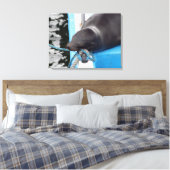 雪のガラパゴスシーライオン キャンバスプリント (インサイチュ (寝室))