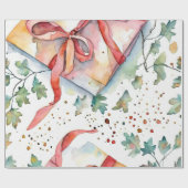 雪のキスをした赤いオーナメントラップ ラッピングペーパー (フラット)