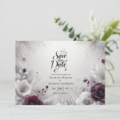 雪のキスを受けた梅とアイボリーの花のSave the Date セーブザデート (スタンド正面)