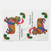 雪のキッチンタオルを通ったかわいいダックスフント キッチンタオル (横)