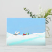 雪のキツネおよびおもちゃの列車 サンキューカード (スタンド正面)