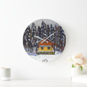 雪のキャビン ラウンド壁時計 (ホーム)