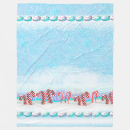雪のキャンディーケーンの森の冬のシーン フリースブランケット