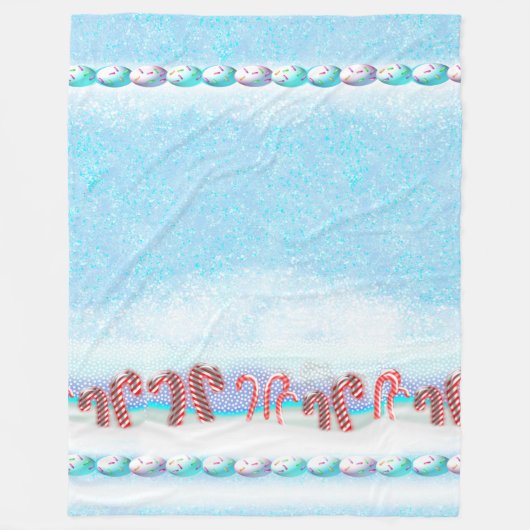 雪のキャンディーケーンの森の冬のシーン フリースブランケット (正面)