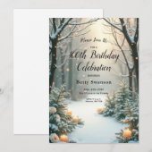 雪のキャンドルライトの霜の降りた常緑樹 招待状 (正面/裏面)