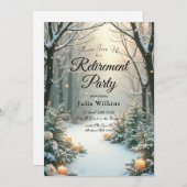 雪のキャンドルライトの霜の降りた常緑樹 招待状 (正面/裏面)