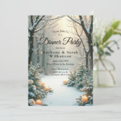 雪のキャンドルライトの霜の降りた常緑樹 招待状 (スタンド正面)