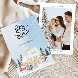 雪のキュートなサンタクリスマスフォトカード 招待状