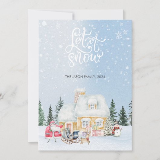 雪のキュートなサンタクリスマスフォトカード 招待状 (正面)