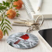 雪のキーチェーンの赤い（鳥）ショウジョウコウカンチョウ キーホルダー (側面)