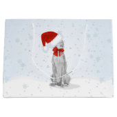 雪のギフトバッグのサンタWEIMARANER ラージペーパーバッグ (正面)