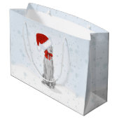 雪のギフトバッグのサンタWEIMARANER ラージペーパーバッグ (裏面アングル)
