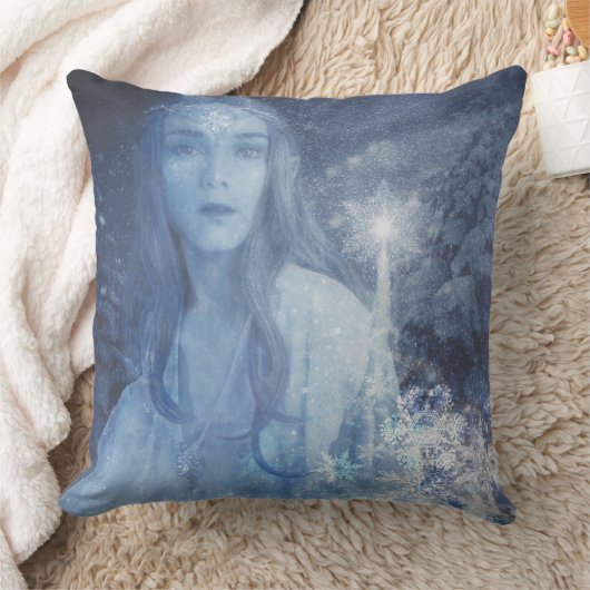 雪のクイーンクリスマスウィンターファンタジーアートワーク クッション (ブランケット)