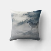 雪のクッションに白い冬の狼 クッション (裏面)