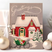 雪のクラシックなクリスマスの家　グリーティング シーズンカード