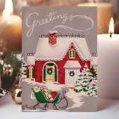 雪のクラシックなクリスマスの家　グリーティング シーズンカード