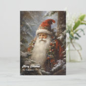 雪のクラシック多い森の中のサンタクロース シーズンカード (スタンド正面)