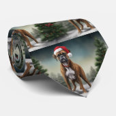 雪のクリスマスとボクサー犬 ネクタイ (ロール)