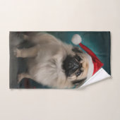 雪のクリスマスと北京原産の犬 バスタオルセット (ハンドタオル)