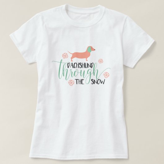 雪のクリスマスによるダックスフント Tシャツ (デザイン正面)