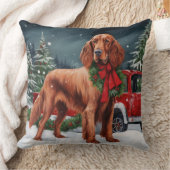 雪のクリスマスにアイルランドの赤いセッター犬 クッション (ブランケット)
