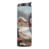 雪のクリスマスにアラスカンマラムート犬 タンブラー (回転左)