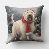 雪のクリスマスにウィートテリア犬 クッション (裏面)