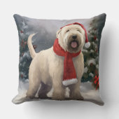 雪のクリスマスにウィートテリア犬 クッション (正面)