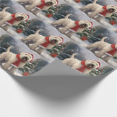雪のクリスマスにウィートテリア犬 ラッピングペーパー (角)
