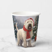 雪のクリスマスにウィートテリア犬 紙コップ (正面)