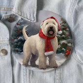 雪のクリスマスにウィートテリア犬 缶バッジ (インサイチュ)