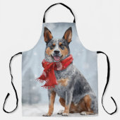 雪のクリスマスにオーストラリアの牛の犬 エプロン (正面)