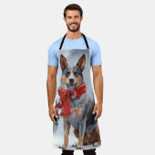 雪のクリスマスにオーストラリアの牛の犬 エプロン (着用した状態)