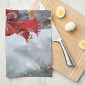 雪のクリスマスにオーストラリアの牛の犬 キッチンタオル (四つ折り)