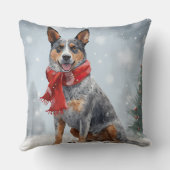 雪のクリスマスにオーストラリアの牛の犬 クッション (裏面)