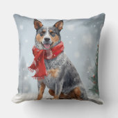 雪のクリスマスにオーストラリアの牛の犬 クッション (正面)