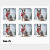 雪のクリスマスにオーストラリアの牛の犬 スクエアシール (シート)